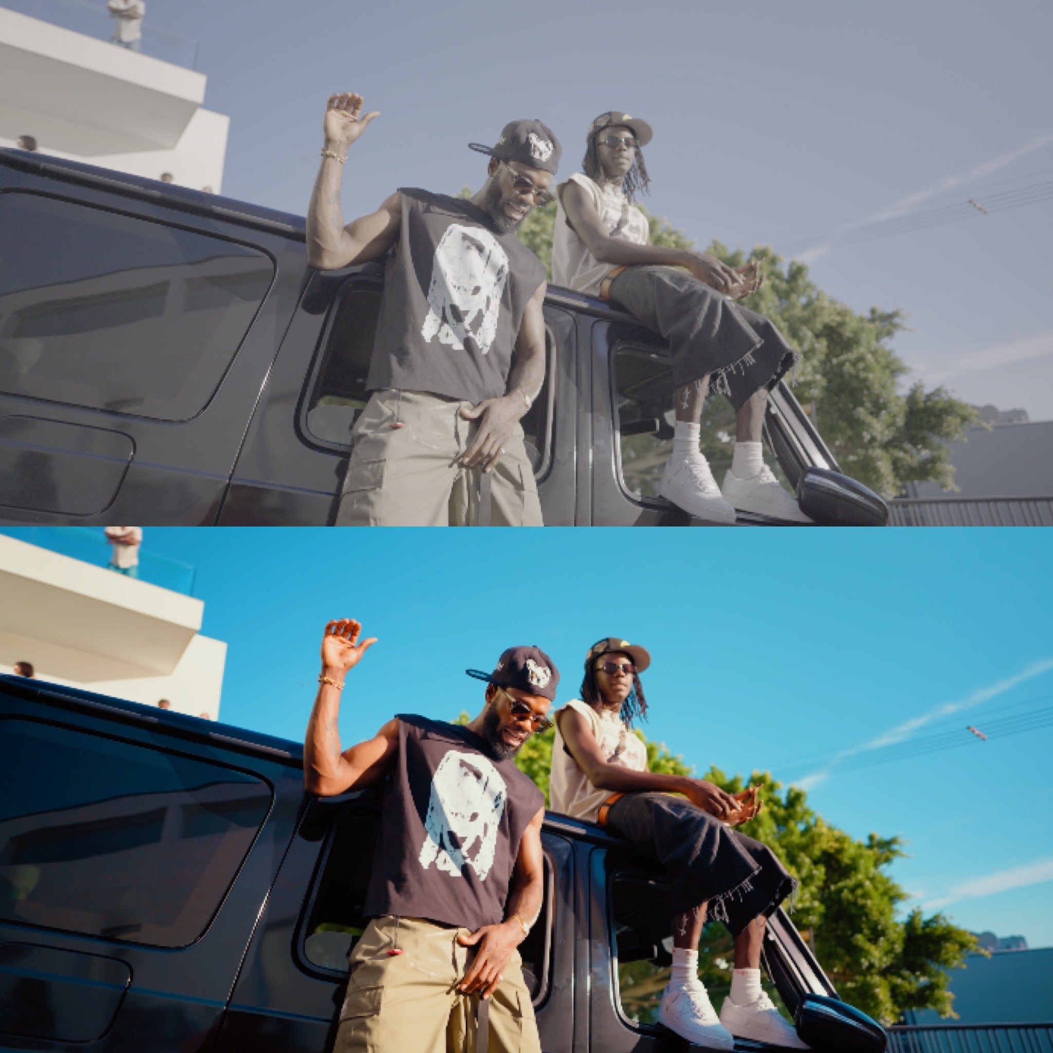 Before and after comparison showing color grading transformation using Candy LUT cinematic preset
