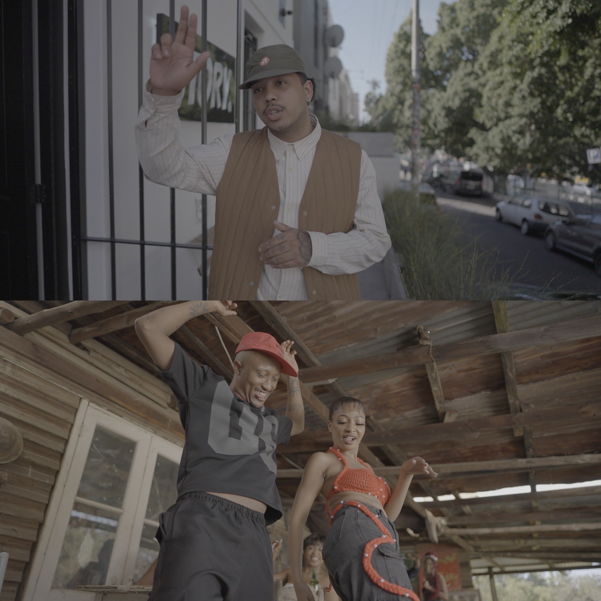 Collage of premium stock footage clips from footage bundle showing cinematic video examples