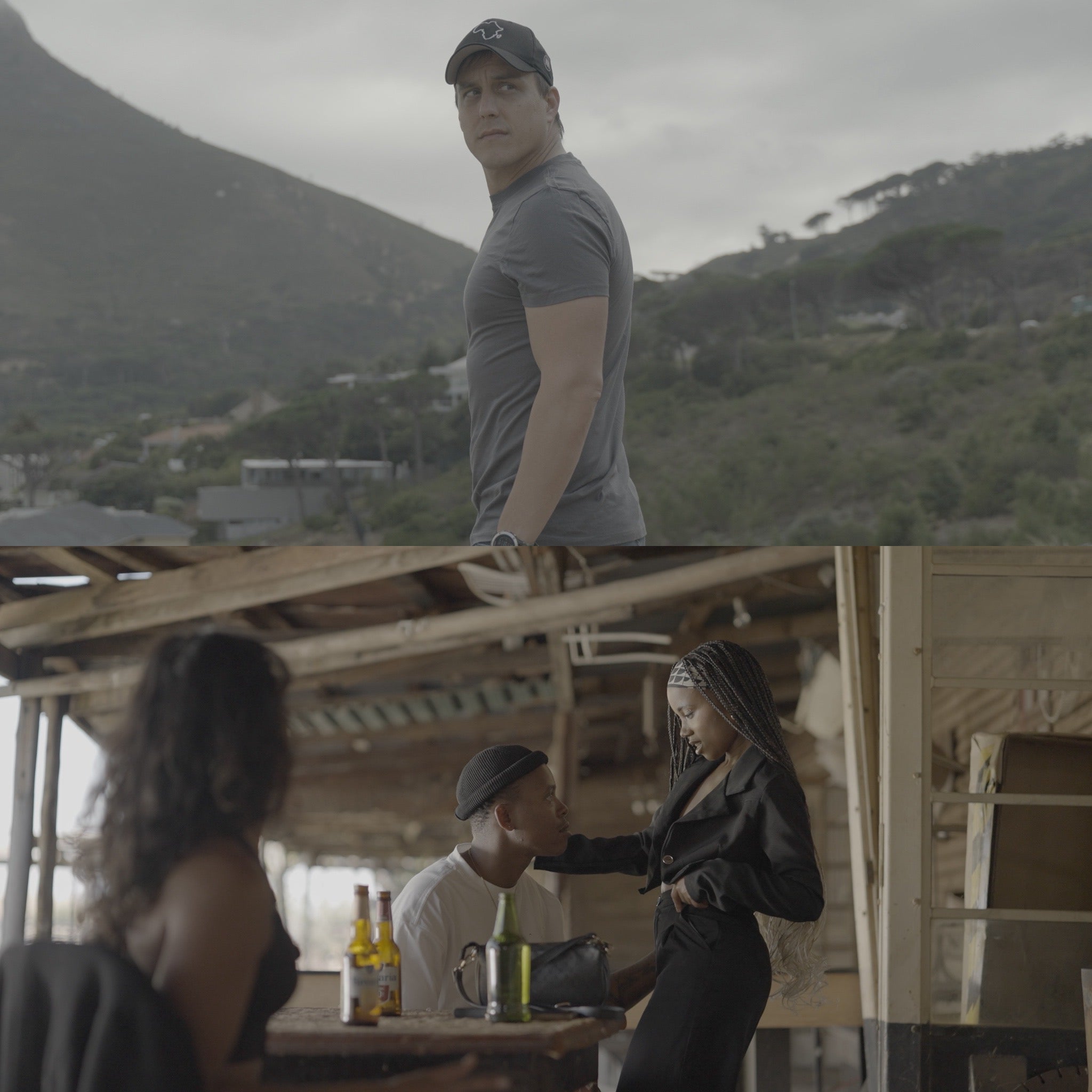 Collage of premium stock footage clips from footage bundle showing cinematic video examples