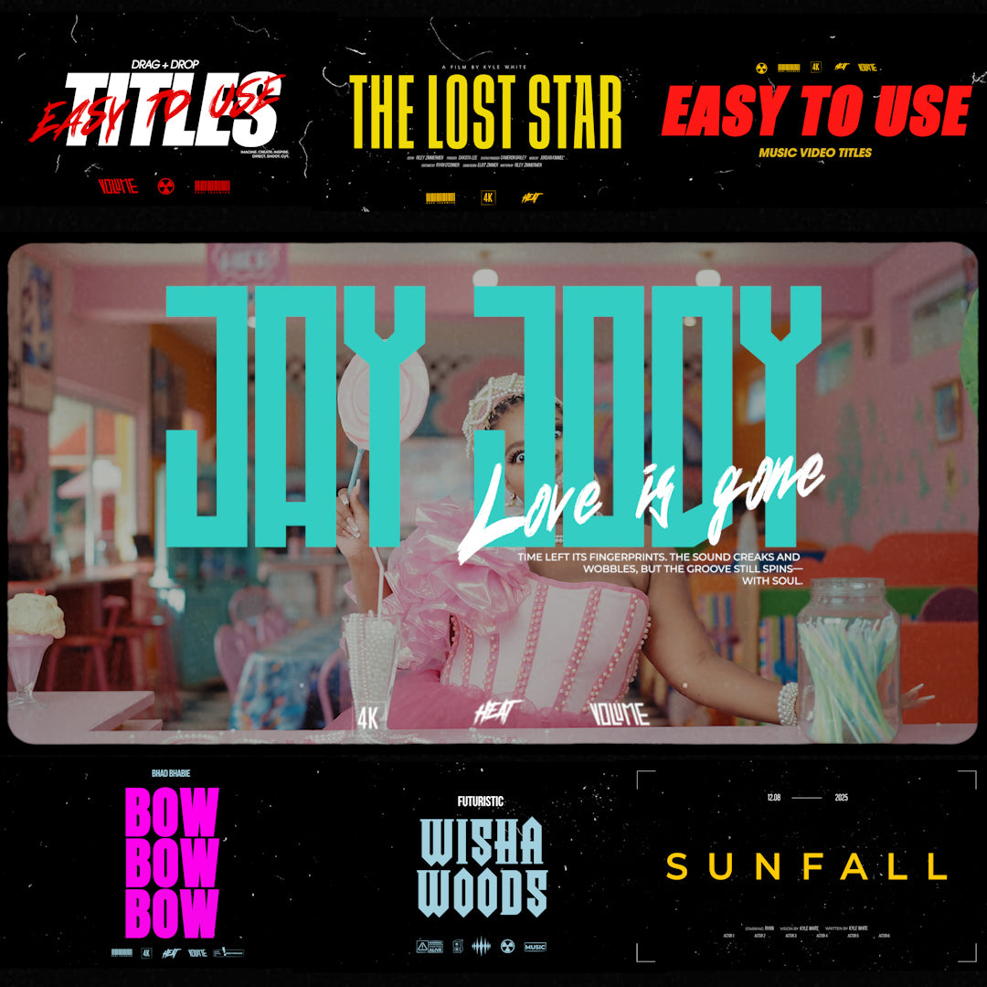 Examples of Epic Titles pack showing various animated title designs and text effects in use