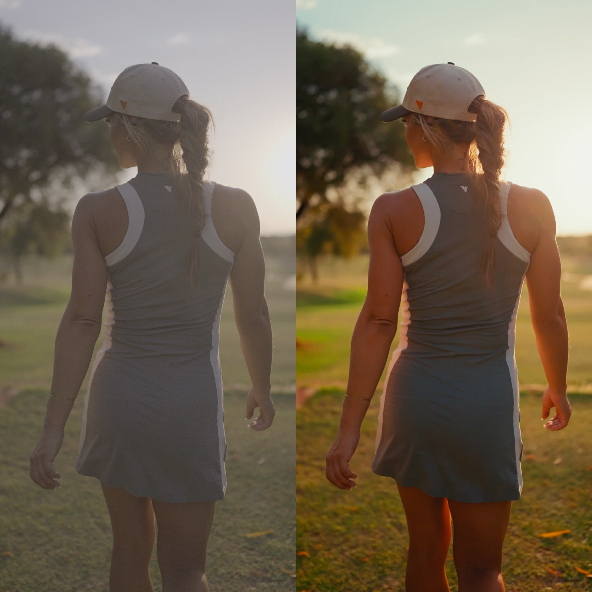 Before and after comparison showing color grading transformation using Candy LUT cinematic preset