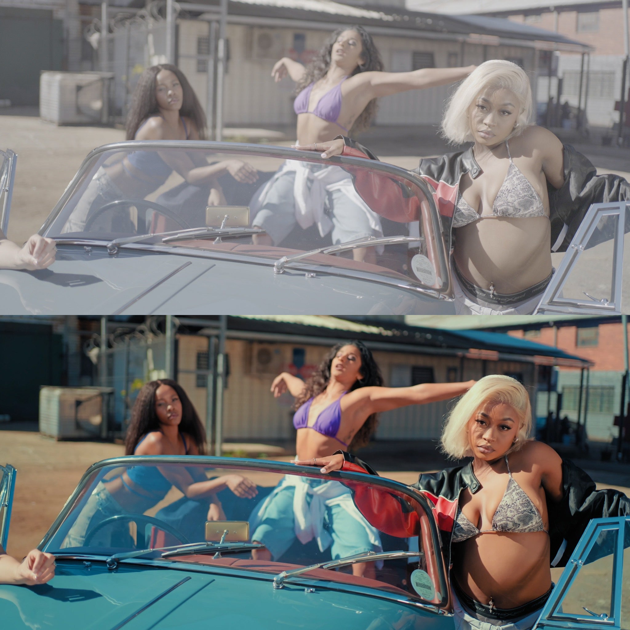 Before and after comparison showing color grading transformation using Candy LUT cinematic preset