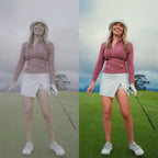 Before and after comparison showing color grading transformation using Candy LUT cinematic preset